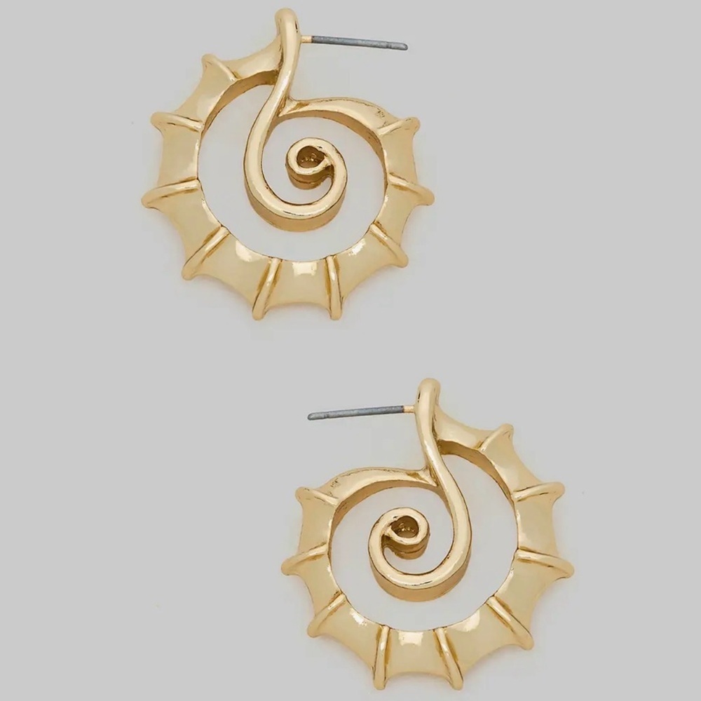 Gold Textured Spiral Earrings (3110) - Picture 2 of 3
